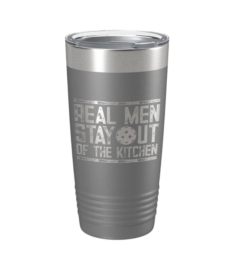 Load image into Gallery viewer, Real Men Stay Out of the Kitchen Pickleball Tumbler Grey
