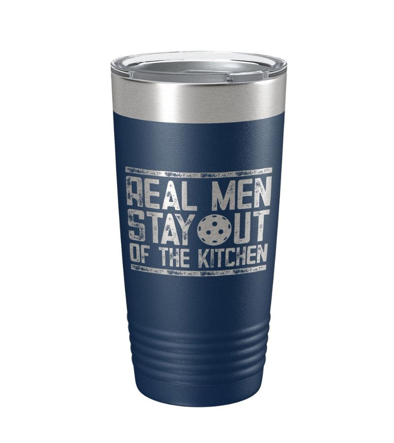 Load image into Gallery viewer, Real Men Stay Out of the Kitchen Pickleball Tumbler Navy
