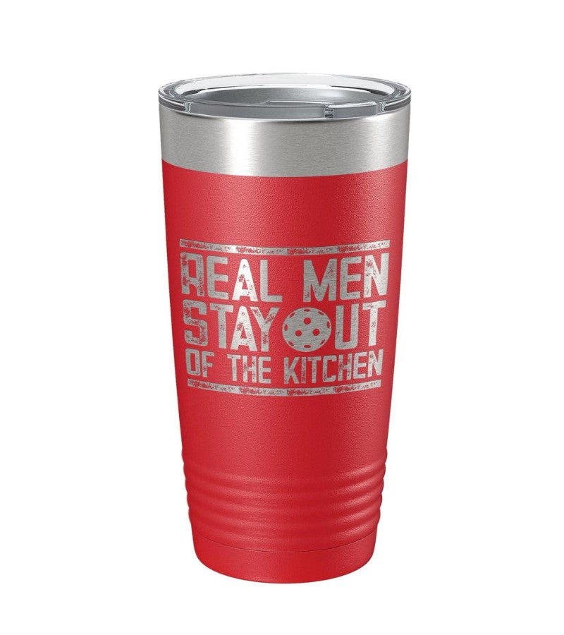 Load image into Gallery viewer, Real Men Stay Out of the Kitchen Pickleball Tumbler Red
