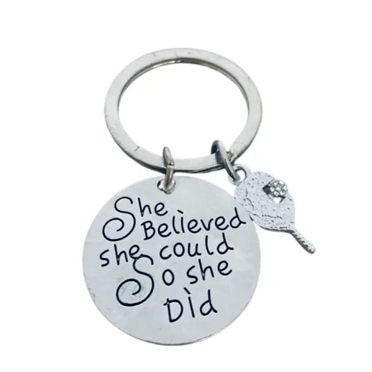 She Believed Motivational Pickleball Keychain