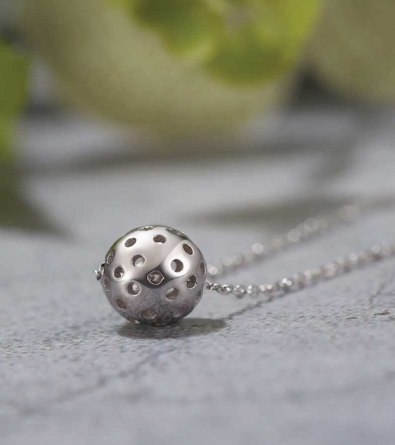 Load image into Gallery viewer, Sterling Silver Pickleball Ball Necklace
