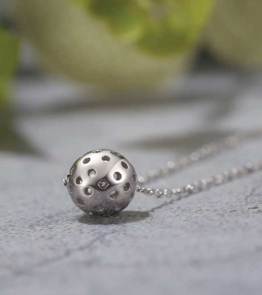 Sterling Silver Pickleball Ball Necklace