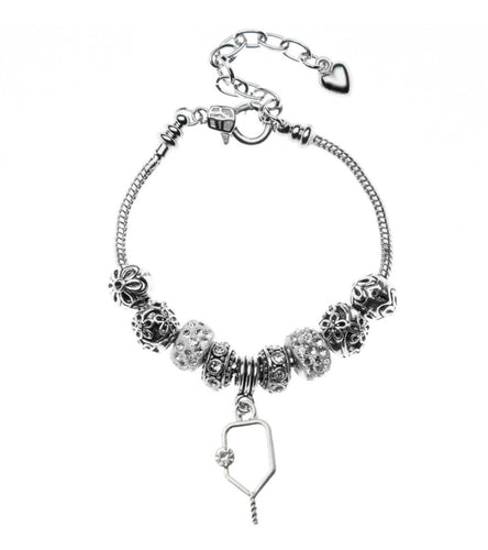 Pickleball Charm Silver Bracelet 