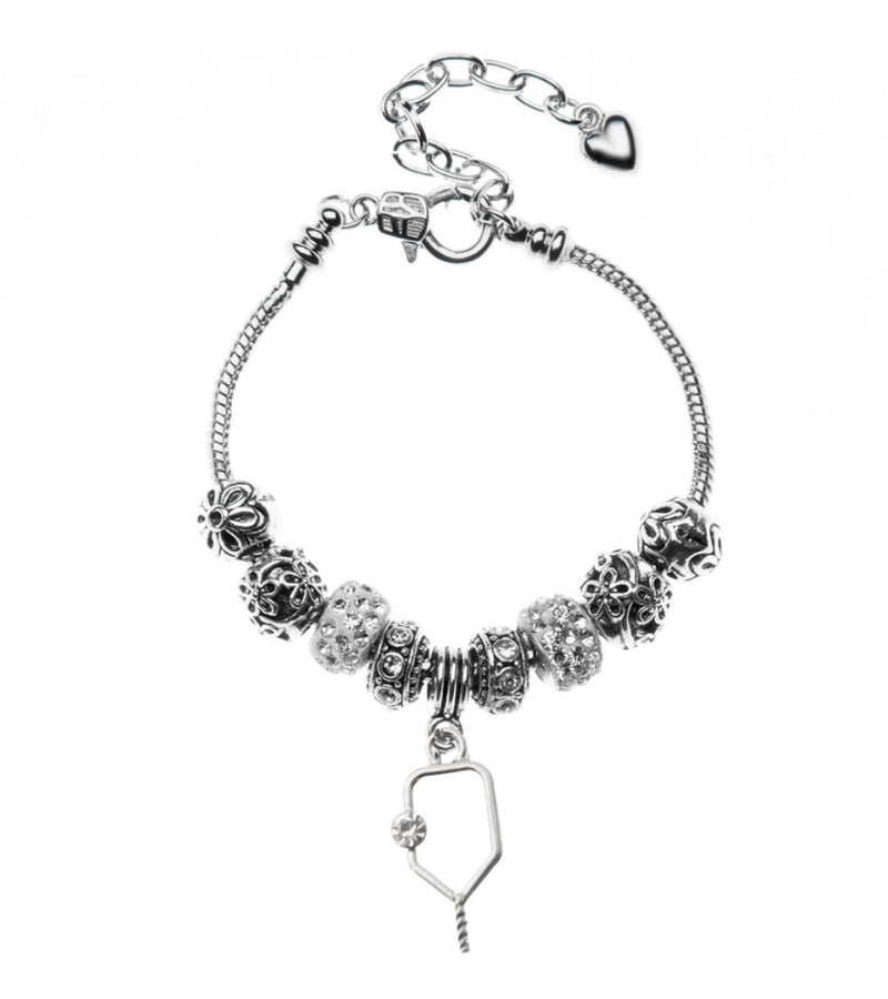 Load image into Gallery viewer, Pickleball Charm Silver Bracelet 
