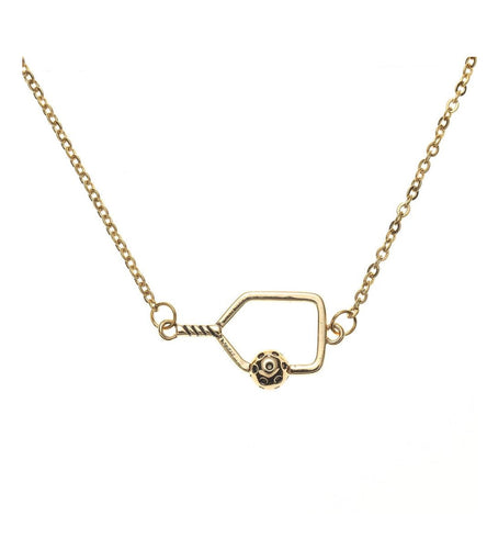 Pickleball Paddle Charm Necklace - Gold