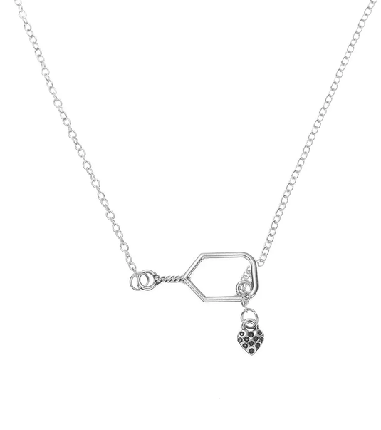 Sportybella Pickleball Lariat Necklace Silver