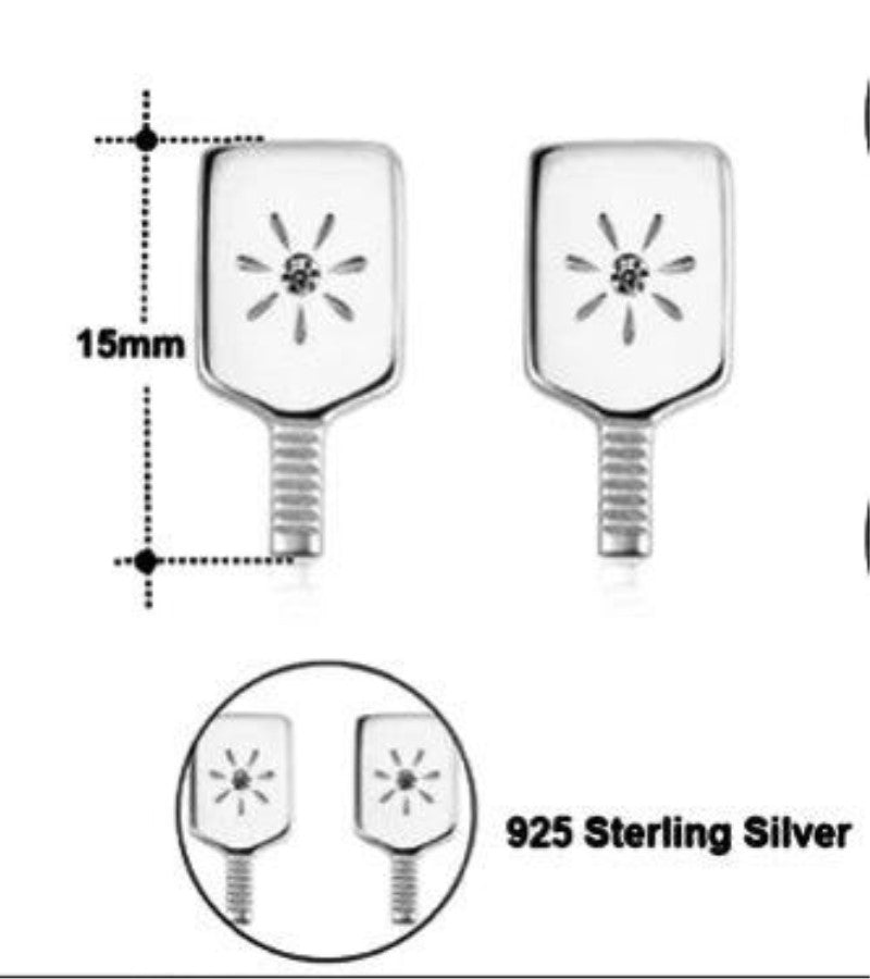 Load image into Gallery viewer, Sterling Silver Pickleball Paddle Stud Earrings
