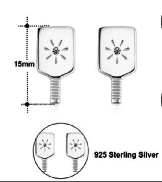 Sterling Silver Pickleball Paddle Stud Earrings