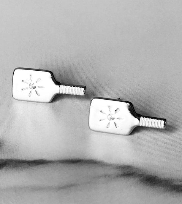 Sterling Silver Pickleball Paddle Stud Earrings