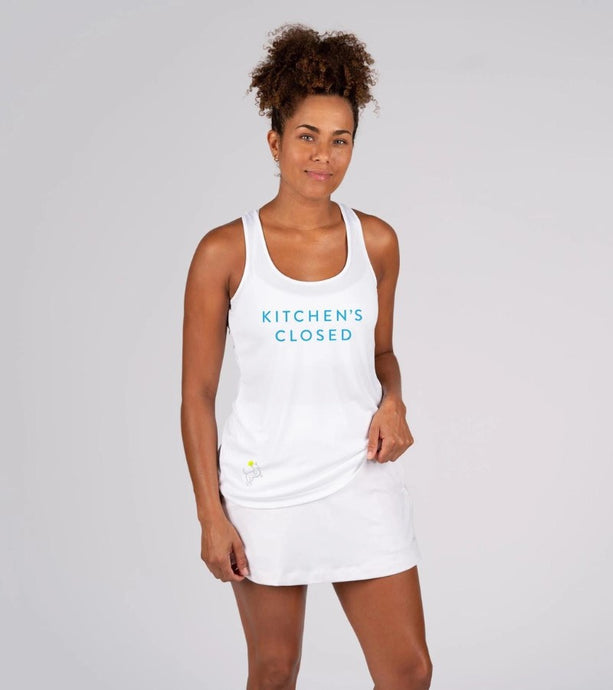 Swinton Kitchen's Closed Women's Pickleball Performance Tank White