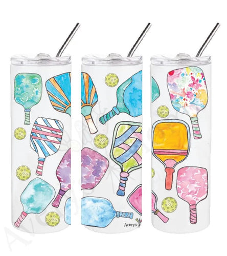 Watercolor Paddles Skinny Tumber with Straw
