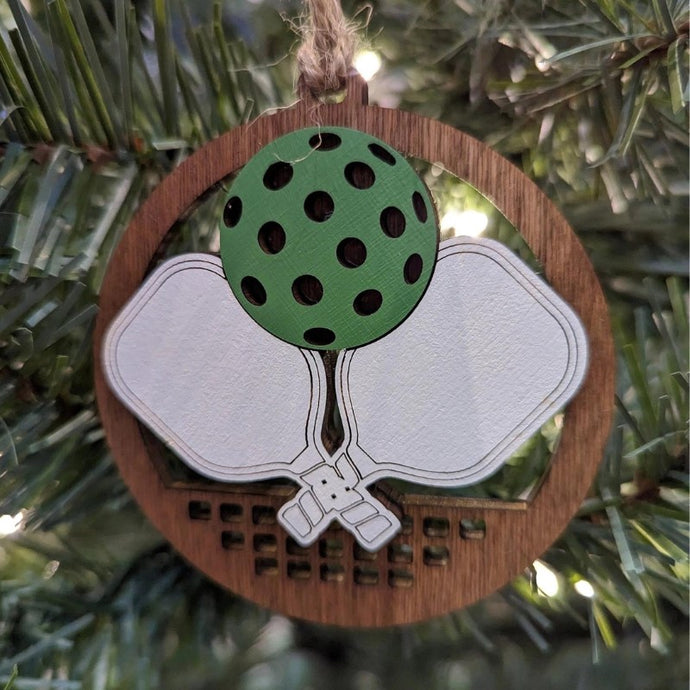 Classic Wooden Pickleball Ornament