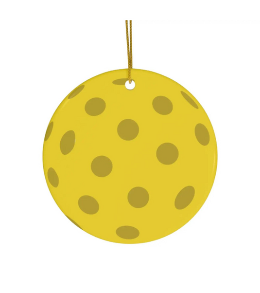 Yellow Pickleball Christmas Ornament